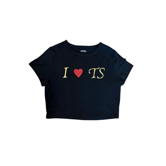 I Heart TS Crop Top – Black Swiftie Tee Reputation Eras Tour Look, Wild Fable L - Picture 1 of 3